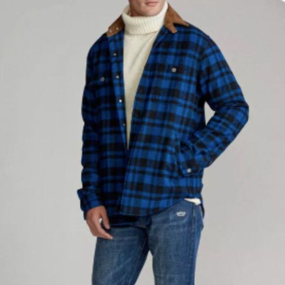 NWT POLO RALPH LAUREN Men's Wool Blend Corduroy-Collar Workshirt Size Medium - Picture 1 of 8
